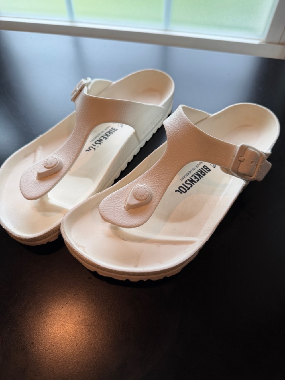 Birkenstock Women’s White/Beige Gizeh EVA Thong Sandals